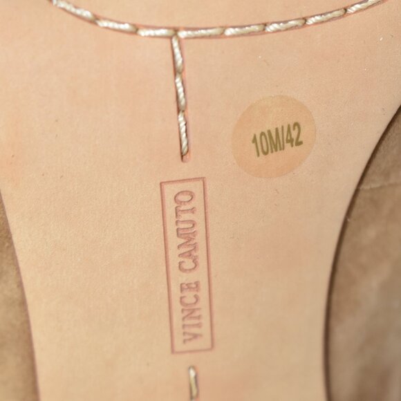 NEW $200 Vince Camuto Avera Peep Toe SUEDE HEEL BROWN BOOTIE TIE 10 (TPO18) - Picture 7 of 7